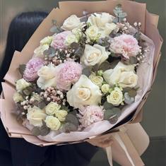 White Rose Peonies &amp; Mix Flowers Boquet