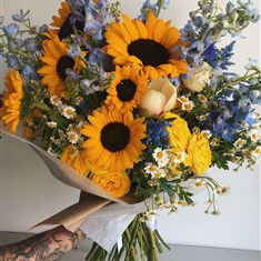 Sunflowers &amp; Delphinium Boquet