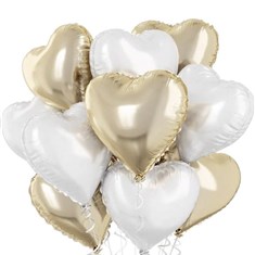 10x Gold &amp; White Balloons Mix