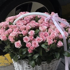 Pink Spray Roses Basket